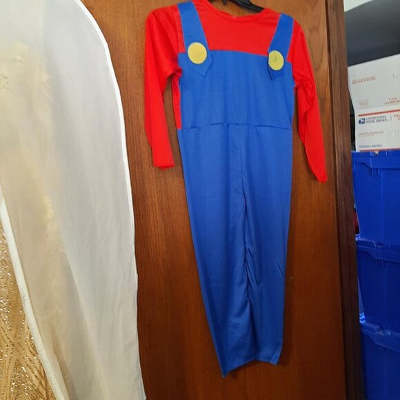 Super Mario Full Body Suit Costume Halloween & Face Mask Kid Sz 12 (M) US $39.00